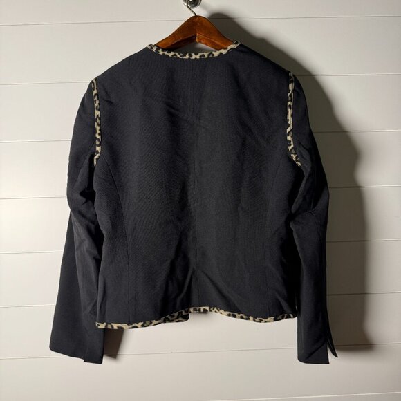 Black Label by Evan Picone Sheeth Dress & Jacket Black Leopard Print Size 14 - Picture 3 of 14